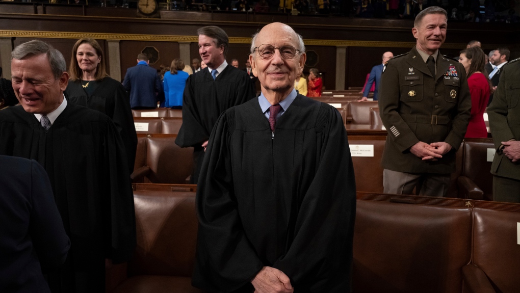 Justice Stephen Breyer attends President Joe Biden's State of the Union address to a joint session of Congress at the Capitol, Tuesday, March 1, 2022, in Washington. (Saul Loeb, Pool via AP)