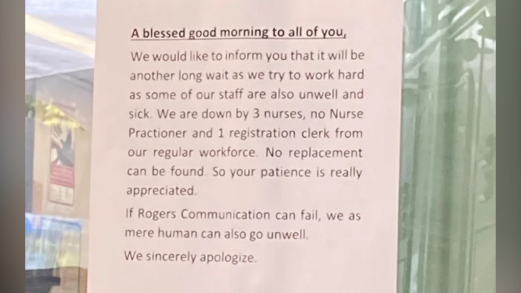'If Rogers Communication can fail, we as mere humans can also': Vancouver note apologizes for short-staffed ER