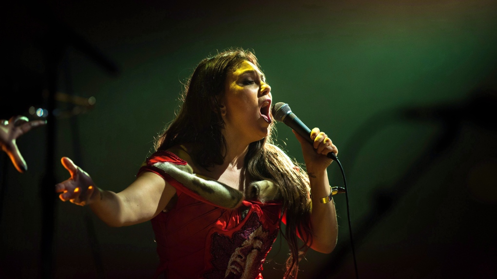 FILE - Inuk throat singer Tanya Tagaq performs during the Polaris Music Prize gala in Toronto on Monday, September 18, 2017. THE CANADIAN PRESS/Chris Donovan