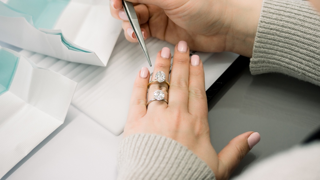 ADA Diamonds, which sells fine jewelry made with lab diamonds, said more couples are gravitating to engagement rings featuring the man-made gem. (Courtesy ADA Diamonds/CNN)