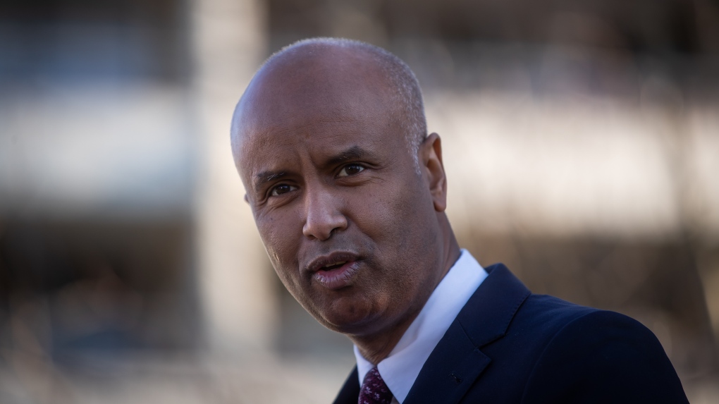 Minister of Housing and Diversity and Inclusion Ahmed Hussen announces funding for two Squamish Nation housing projects, in North Vancouver, on Tuesday, February 22, 2022. THE CANADIAN PRESS/Darryl Dyck