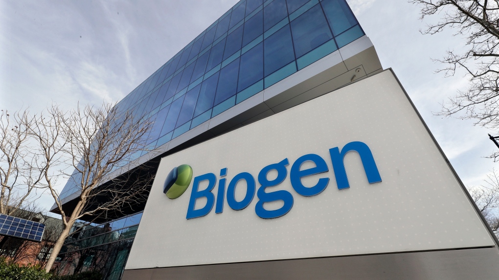 The Biogen Inc., headquarters is shown in March 11, 2020, in Cambridge, Mass. (AP Photo/Steven Senne, file)