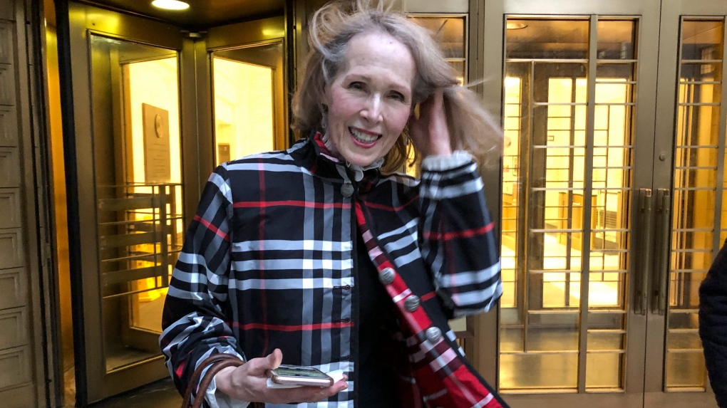 Columnist E. Jean Carroll leaves federal court Tuesday Feb. 22, 2022, in New York. (AP Photo/Larry Neumeister)
