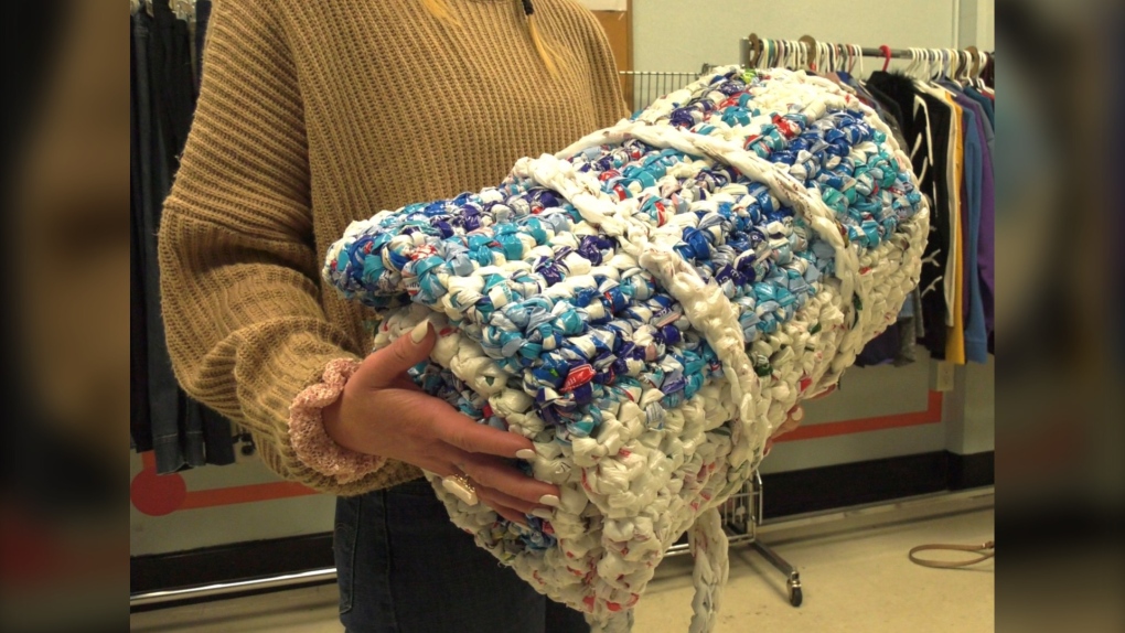 London group uses milk bags to crochet mats for homeless