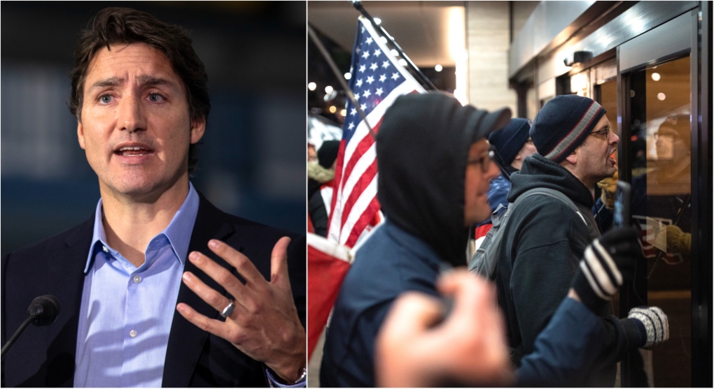 Justin Trudeau swarmed by group of ‘angry’ protesters as he walked into Hamilton restaurant