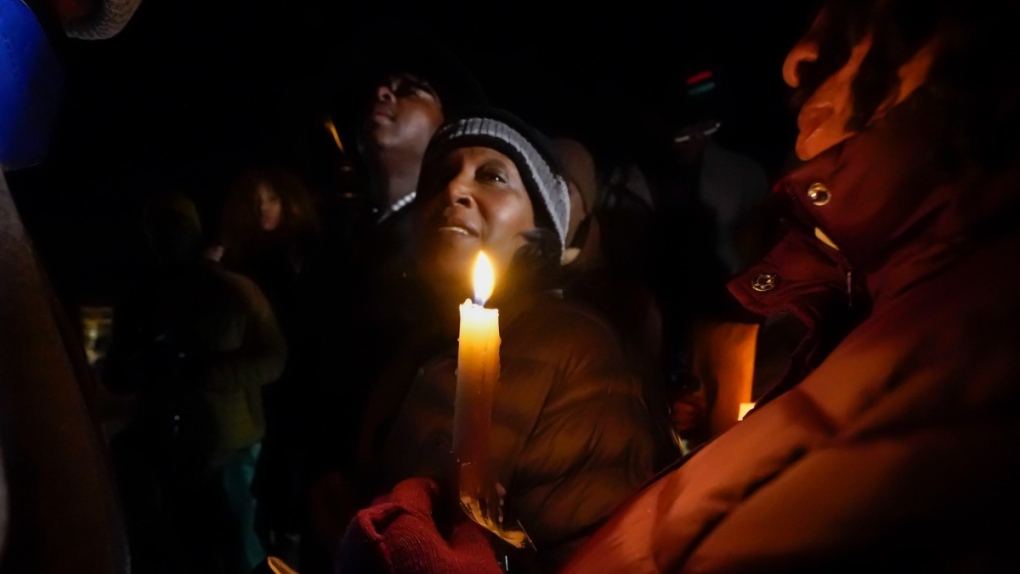RowVaughn Wells, mother of Tyre Nichols, who died after being beaten by Memphis police officers, at a candlelight vigil in Memphis, Tenn., on Jan. 26, 2023. (Gerald Herbert / AP) 