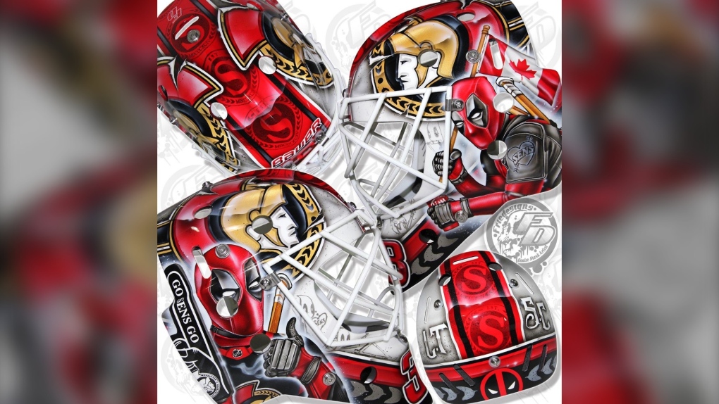 Ian Mendes on X: Cam Talbot poses with his new Deadpool-themed mask. “We  came up with Deadpool mask in light of the rumours that maybe Ryan Reynolds  will be coming into the