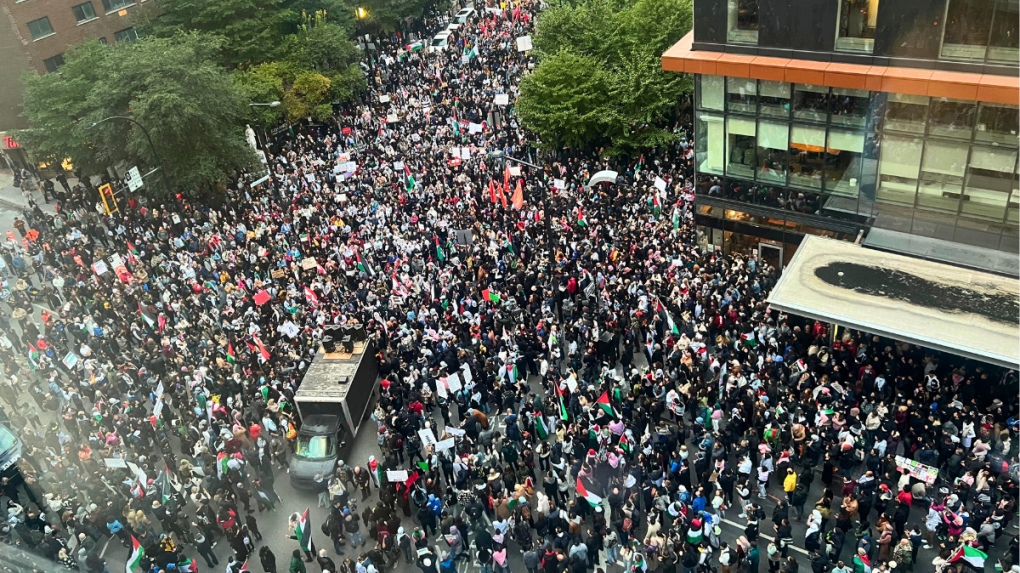Thousands gather at pro-Palestinian demonstration in downtown Montreal ...