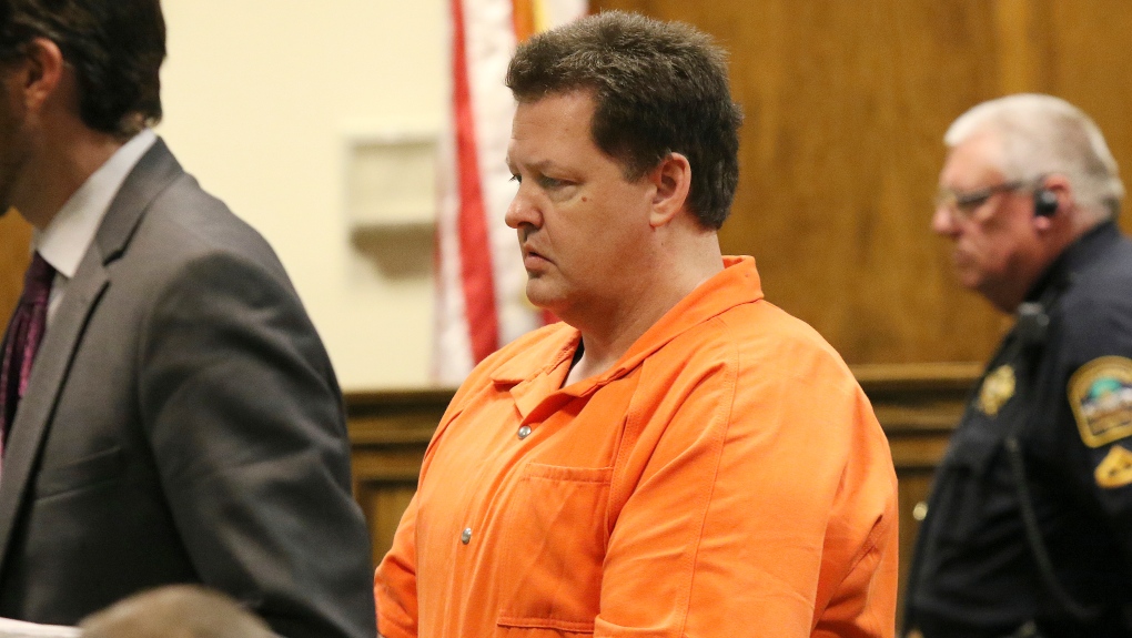 Todd Kohlhepp appears in court, Friday, May 26, 2017 in Spartanburg, S.C. Kohlhepp, who is serving a life sentence, illegally obtained guns from Academy Sports Outdoors, according to a lawsuit. The sporting goods chain is paying the families of three people shot to death by Kohlhepp $2.5 million after the store sold guns to a straw buyer for the killer, who was a felon and couldn’t legally buy the weapons. (John Byrum/Spartanburg Herald-Journal via AP, File)