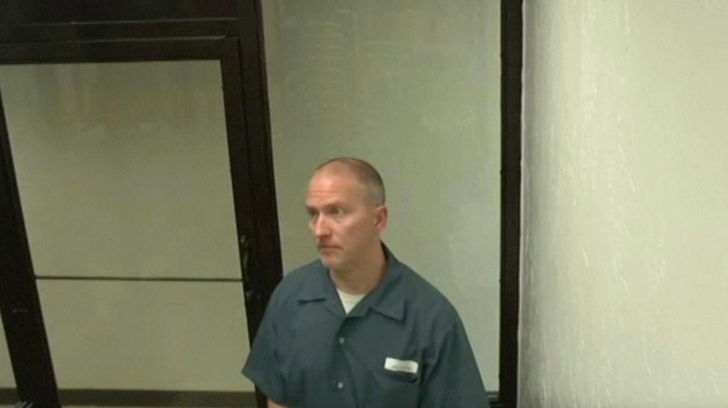 Former Minneapolis police officer Derek Chauvin, serving time for the 2020 murder of George Floyd, appears via Zoom from a federal prison in Tucson, Ariz., on Friday, March 17, 2023.