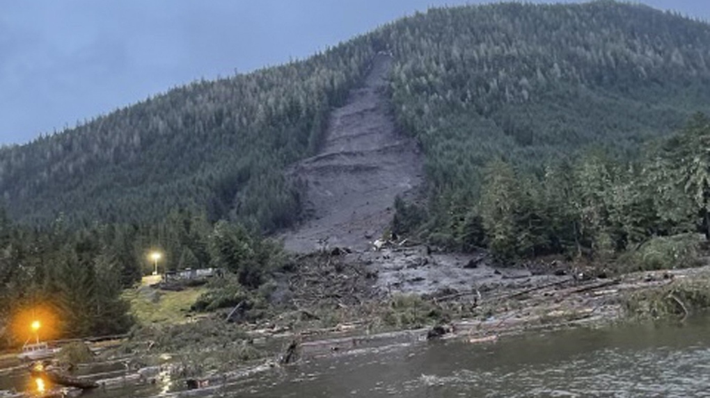 This photo provided by the Alaska Department of Public Safety shows the landslide that occurred the previous evening near Wrangell, Alaska, on Nov. 21, 2023. Authorities have recovered the body of one of two people who had been missing following the landslide. The body of Otto Florschutz, 65, was found late Thursday, Nov. 30, 2023, and recovered from the debris, Alaska State Troopers said. One person, 12-year-old Derek Heller, remained missing. (Alaska Department of Public Safety via AP, File)