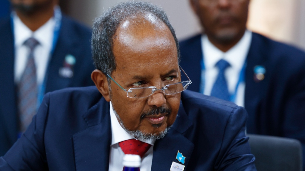 FILE - Somalia's President Hassan Sheikh Mohamud looks on during the U.S.-Africa Leaders Summit 2022, Tuesday, Dec. 13, 2022 in Washington. The Turkish government is facing mounting pressure to seek the return of the Somali president's son, who allegedly fled Turkey after causing a fatal traffic crash in Istanbul. (Evelyn Hockstein/Pool via AP)