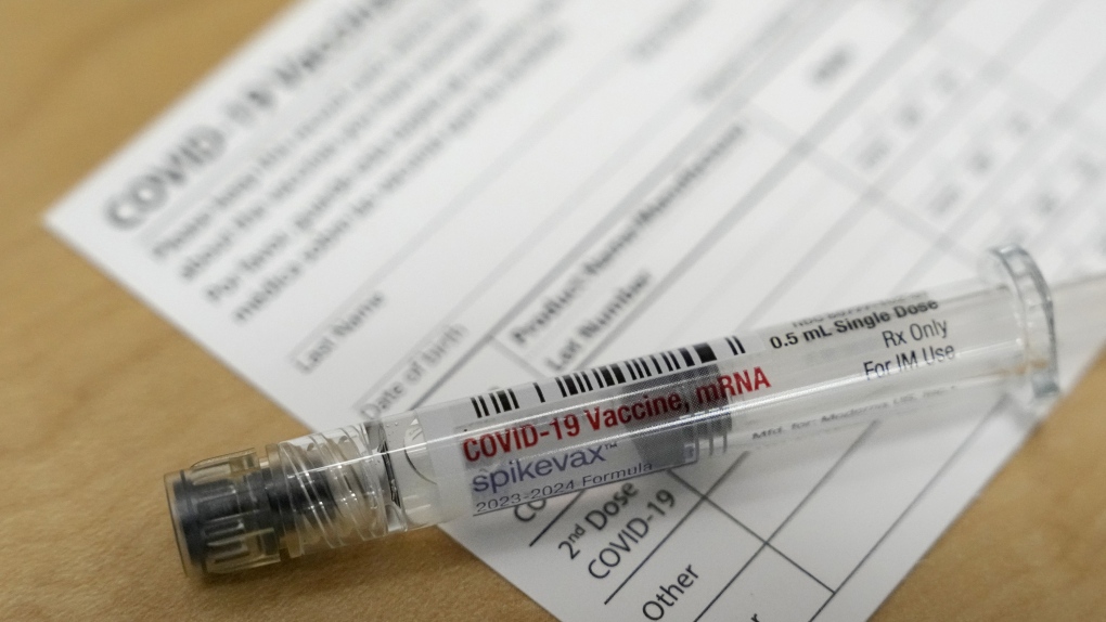 A Moderna Spikevax COVID-19 vaccine is seen at a drugstore in Cypress, Texas, Sept. 20, 2023. (Melissa Phillip/Houston Chronicle via AP, File)