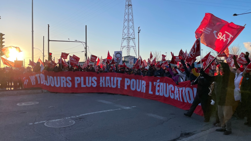 Striking Quebec teachers block the Port of Montreal