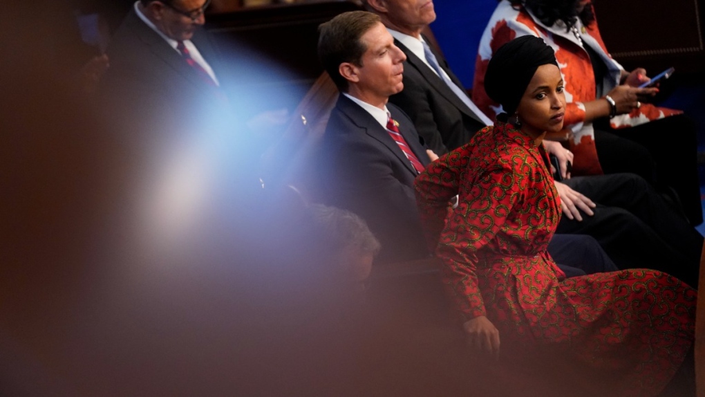 Rep. Ilhan Omar, D-Minn., watches voting in the House chamber in Washington, on Jan. 4, 2023. (Andrew Harnik / AP) 
