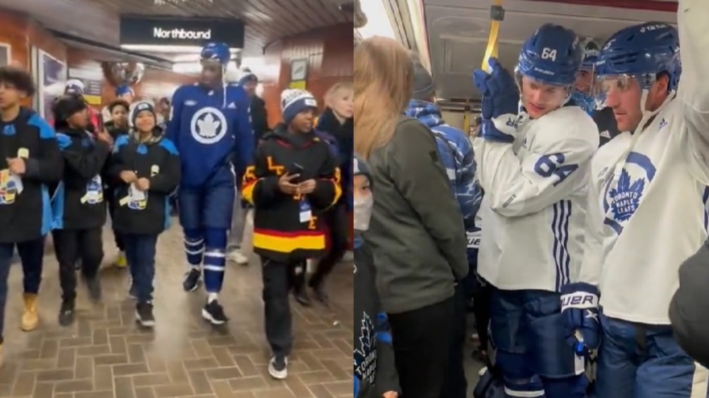 Toronto Maple Leafs players spotted taking public transit to outdoor practice
