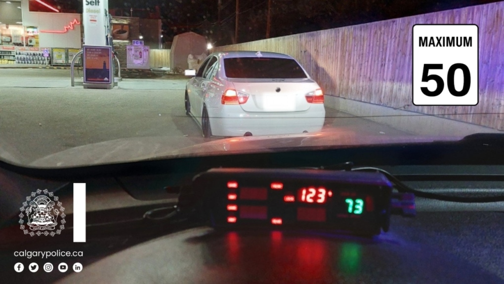 Calgary police stop sedan travelling 123 km/h in 50 km/h zone