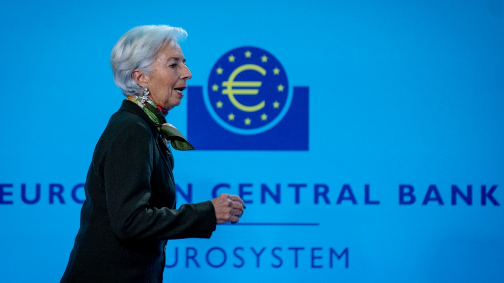 The President of European Central Bank Christine Lagarde arrives for a press conference following the meeting of the bank's governing council in Frankfurt, Germany, Feb. 2, 2023. (AP Photo/Michael Probst)