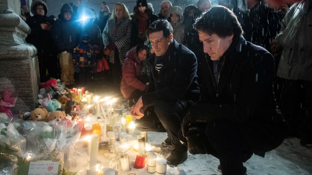 'It's unimaginable': Trudeau meets with grieving families at Laval vigil