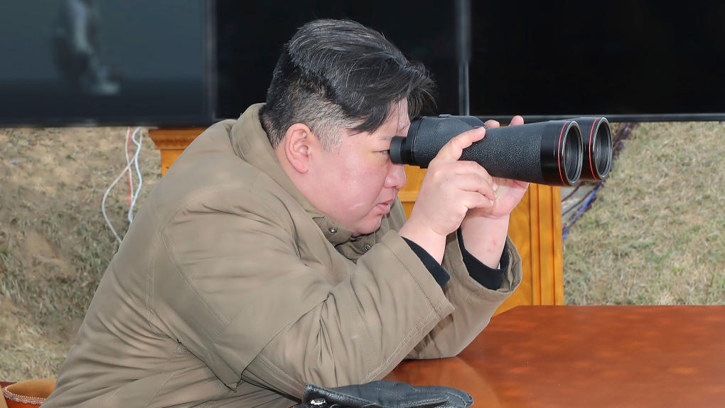 In this photo taken during March 21 - 23, 2023 and provided by the North Korean government, North Korean leader Kim Jong Un supervises an exercise in South Hamgyong province, North Korea. Independent journalists were not given access to cover the event depicted in this image distributed by the North Korean government. The content of this image is as provided and cannot be independently verified. (Korean Central News Agency/Korea News Service via AP)
