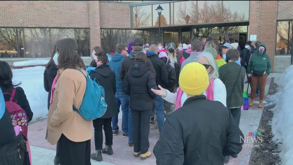 Tensions flare outside Ottawa school board meeting amid gender and washrooms discussion