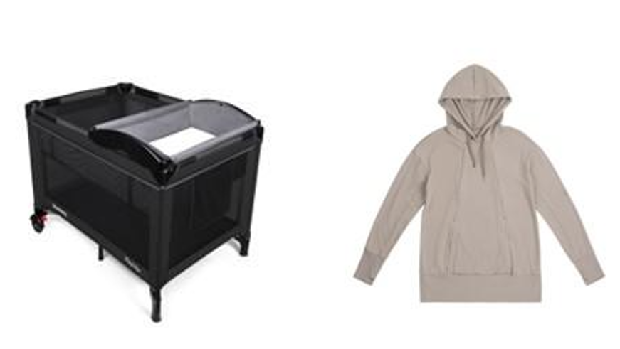 Recalled change tables and nursing hoodies are shown. (Health Canada)  