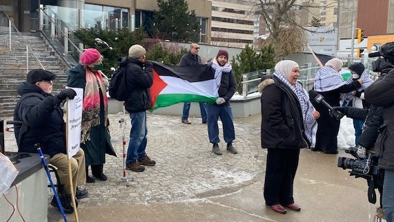 Protesters call for investigation after Palestinian students told to take off traditional scarves at Halifax school
