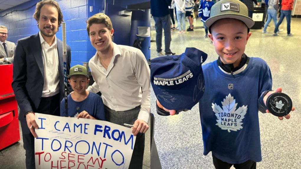 Young Maple Leafs fan meets Auston Matthews, Mitch Marner after traveling  to Tampa to see them play
