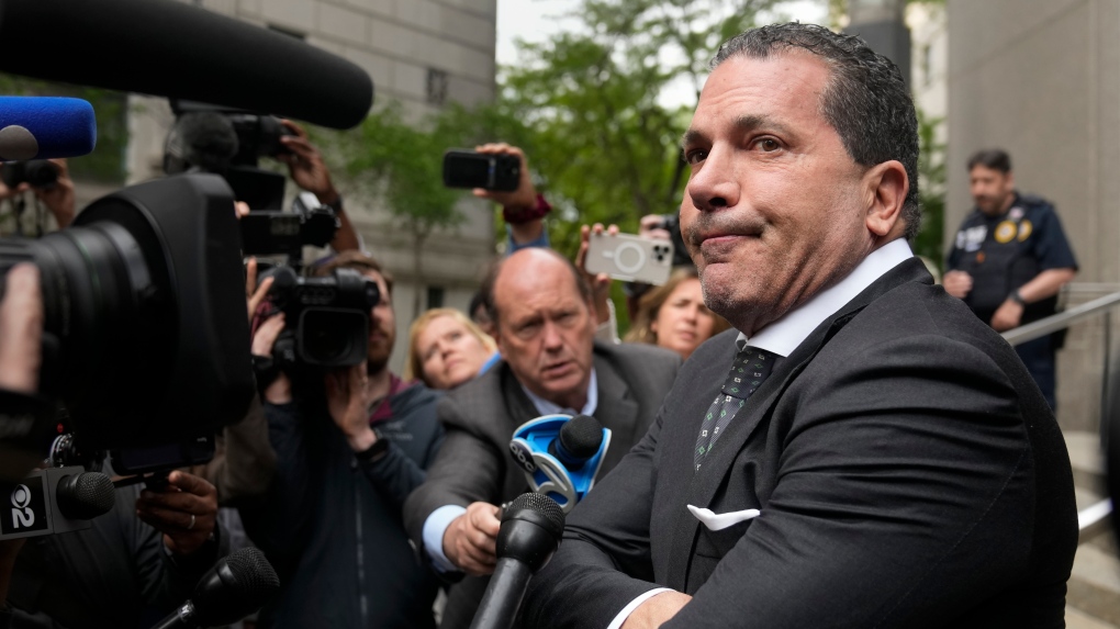 FILE - Joseph Tacopina, former President Donald Trump's lawyer, speaks to reporters as he leaves federal court in New York, Tuesday, May 9, 2023. The judge in Donald Trump's criminal case is holding a hybrid hearing Tuesday to make doubly sure the former president is aware of new rules barring him from using evidence to attack witnesses.(AP Photo/Seth Wenig, File)