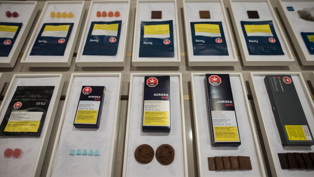 A variety of cannabis edibles are displayed at the Ontario Cannabis Store in Toronto on Friday, Jan. 3, 2020. THE CANADIAN PRESS/ Tijana Martin