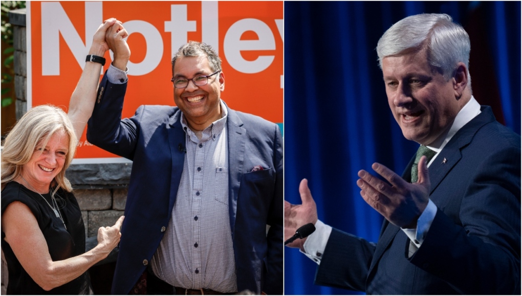 Ex-Calgary mayor, former PM Harper pitch late day endorsements in Alberta election