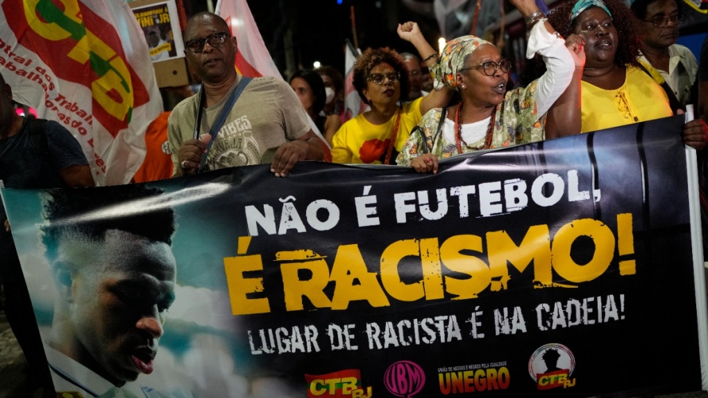 Disgusted by racism targeting soccer’s Vinicius, his Brazilian hometown rallies to defend him