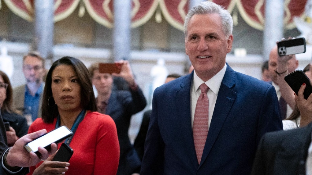 Speaker of the House Kevin McCarthy, R-Calif., walks to the House chamber at Capitol Hill, Tuesday, May 30, 2023, in Washington. (AP Photo/Jose Luis Magana)