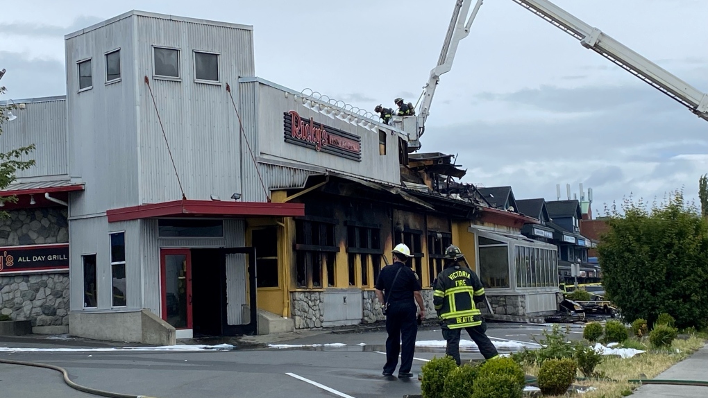 Victoria firefighters battle restaurant blaze on Douglas Street