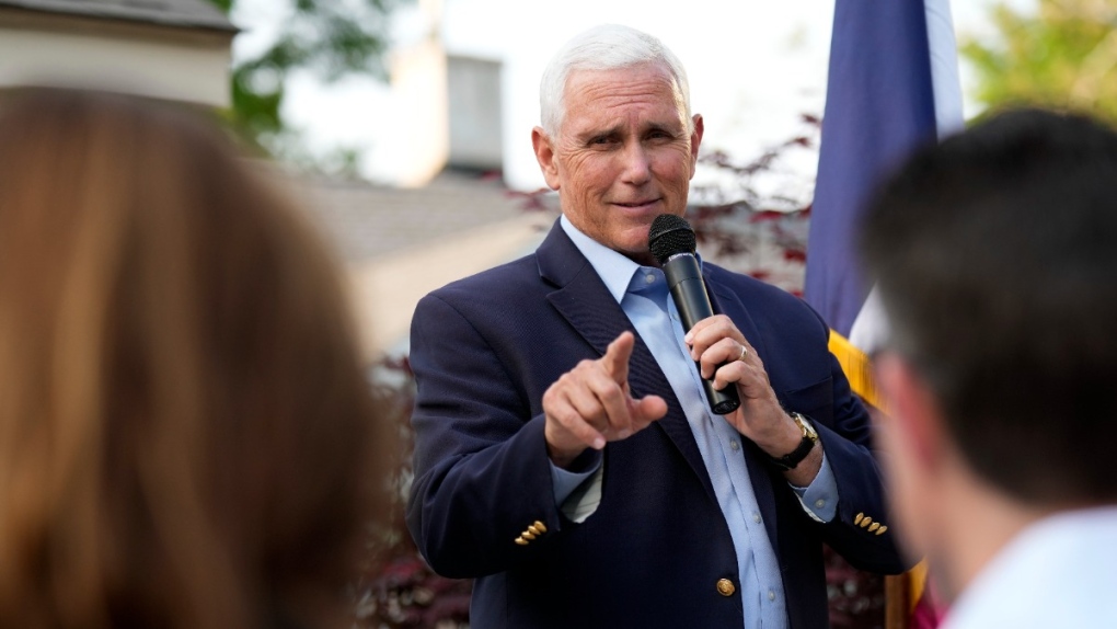 Former U.S. Vice President Mike Pence at a meet and greet in Des Moines, Iowa, on May 23, 2023. (Charlie Neibergall / AP) 