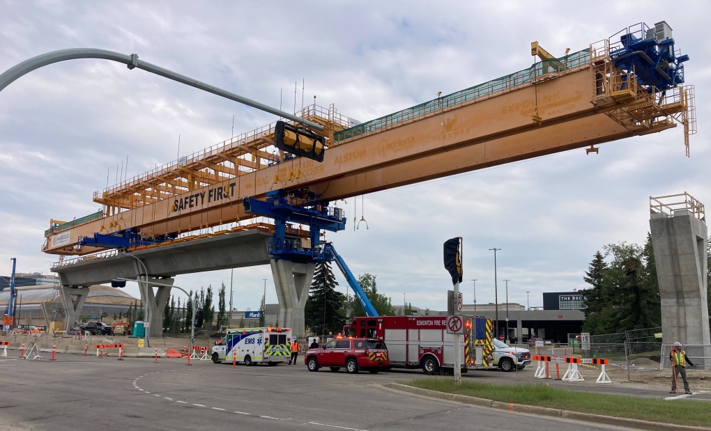 Trapped worker rescued from elevated LRT platform near West Edmonton Mall