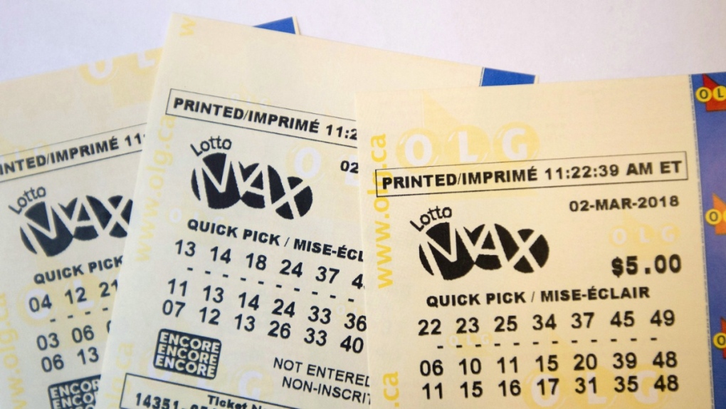 A Lotto Max ticket is shown in Toronto on Feb. 26, 2018. THE CANADAIN PRESS
