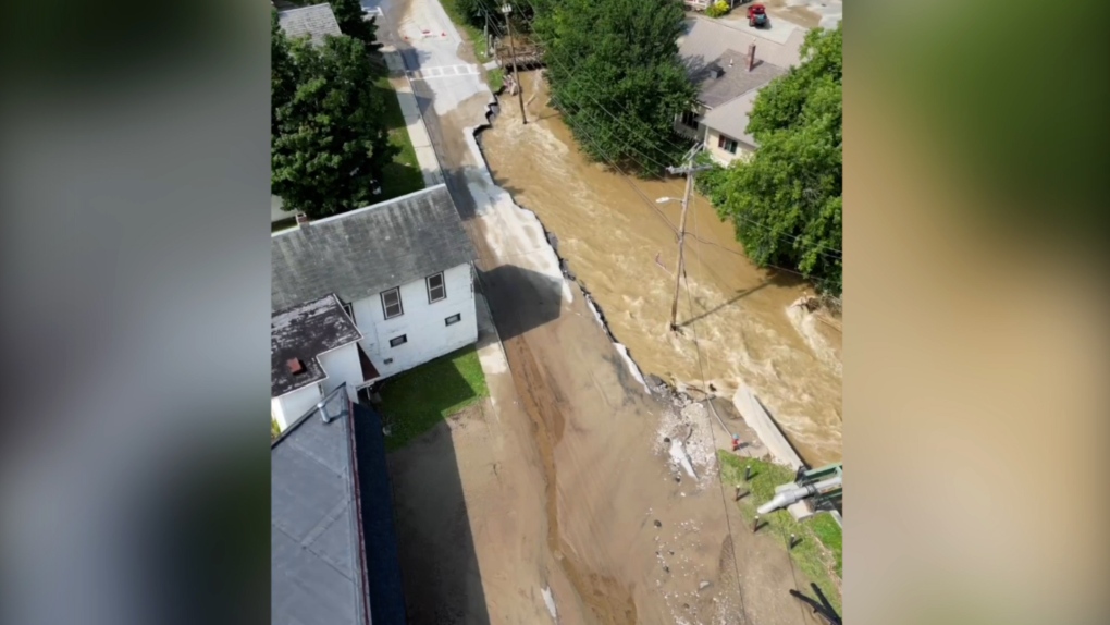 Drone video shows North Carolina town covered in floodwater after