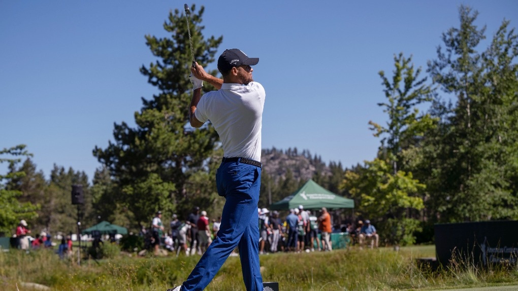 Stephen Curry leads the American Century Championship celebrity golf tournament