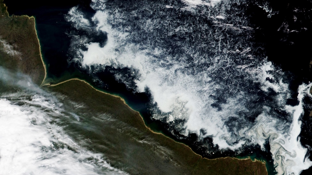 Satellite image shows Hudson Bay sea ice breaking up earlier than usual