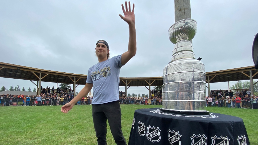 Zach Whitecloud receives hero’s welcome in home community during Stanley Cup visit