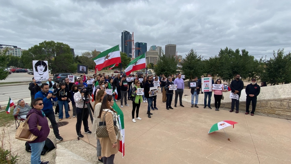'We won't back down': Protest outside human rights museum calls for change in Iran