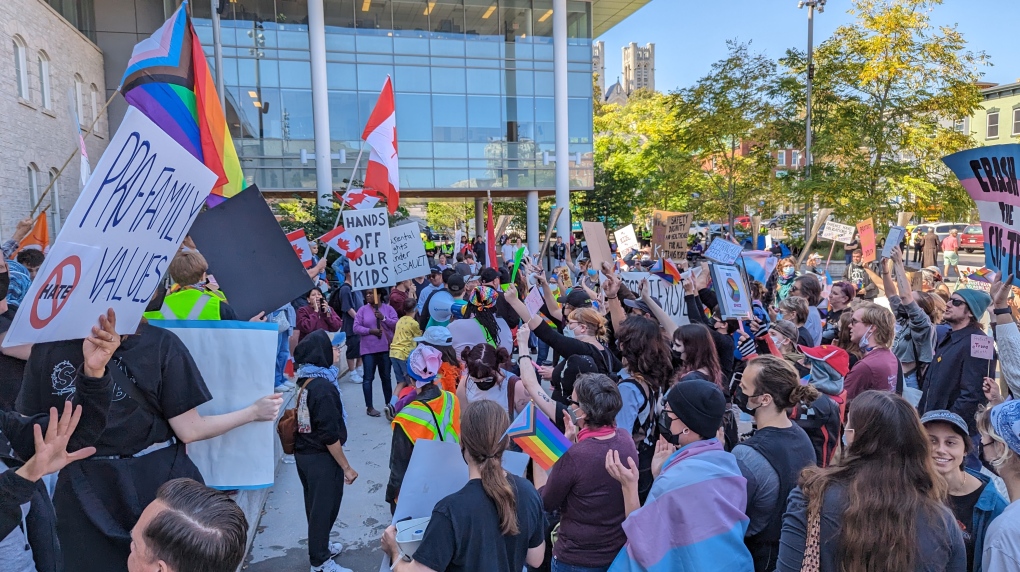 Protests for and against LGBTQ2S+ inclusive education in Kitchener and Guelph