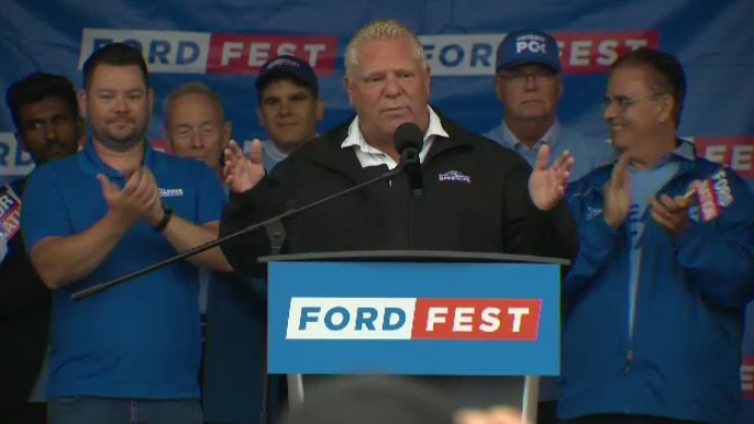 Protestors and supporters welcome Premier Doug Ford to Kitchener