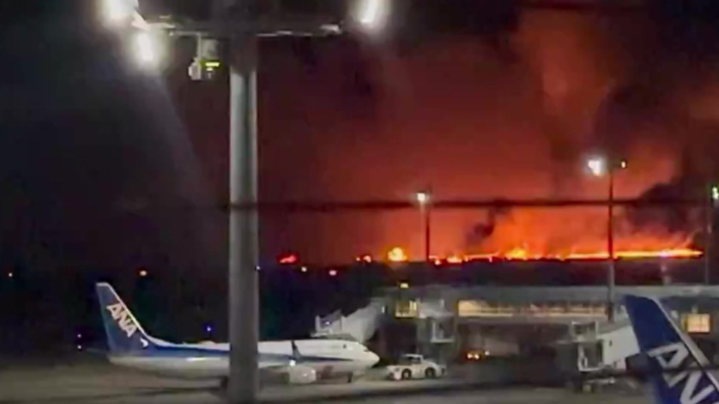 A Japan Airlines plane caught fire at Tokyo's Haneda Airport after reportedly hitting another aircraft,  but everyone was safely evacuated.