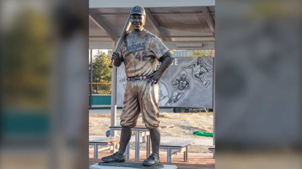 Burned remnants of prized Jackie Robinson statue found
