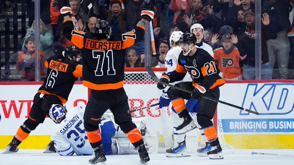 Flyers edge Leafs 4-3 without healthy captain Couturier