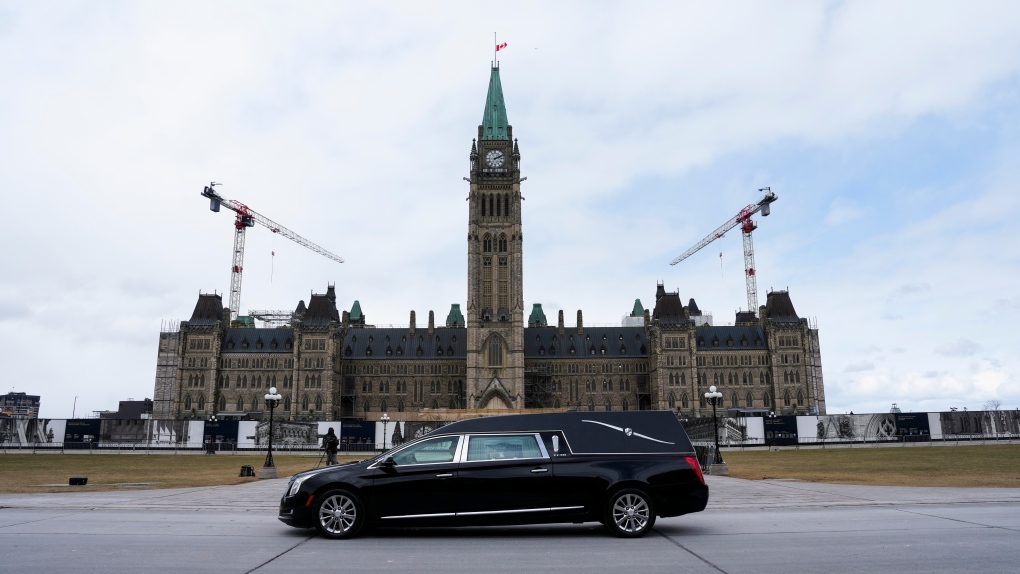 Former PM Mulroney's funeral cortege leaves Ottawa ahead of state funeral in Montreal