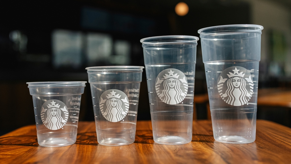 Starbucks will roll out a redesigned plastic cup in Canada this month in a bid to reduce plastic waste
