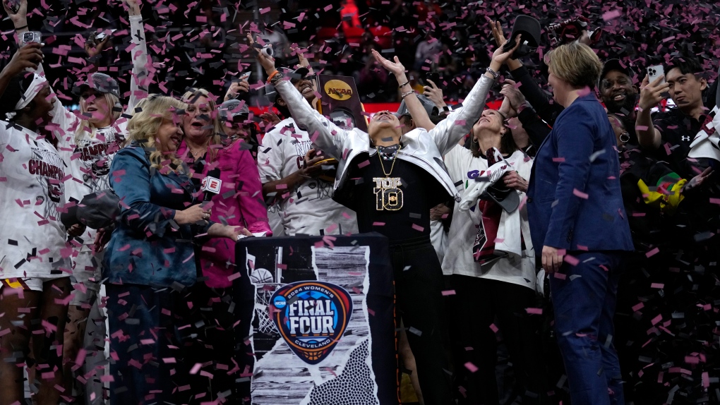 South Carolina finishes perfect season with NCAA championship, beating Clark and Iowa 87-75
